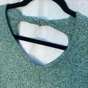 Democracy Green polyester sweater with heart cutout in the neckline, size XS